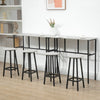 6 Piece Industrial Bar Table Set 2 Kitchen Breakfast 4 Stools Grey Chair Seat
