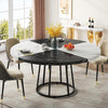 Round Dining Table for 4-6 people, 120cm Kitchen Table with Faux Marble Veneer