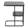 C Shape 2 Tiers End Table Bay Window/Bed/Sofa Side Unit with Shelf Marble Effect