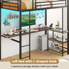 Metal High Sleeper Bed with Safety Guardrail & Ladder-Black