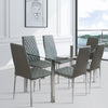 Set of 2/4/6 High Back Dining Chairs Grey Faux Leather Padded Seat Home Office