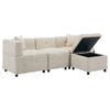 3 Seater Sofa L shape Fabric Corner Sofa with Detachable Storage Ottoman | Beige