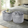 Round Pouffe Footstool Crushed Velvet Dressing Table Chair Vanity Stool Footrest
