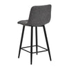 2 x Grey Brown Faux Leather PU Sauqre Bar Stools Pub Chair Stool Padded Seats