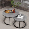 Set of 2 Marble Coffee Nesting Table Round Side End Table Metal Legs Waterproof