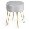 Velvet Modern Round Footstool Ottoman Footrest Makeup Dressing Chair Seat