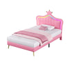 3ft SingleBed Frame Upholstered Bed with LED Headboard No Box Spring Needed Pink