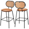 2Pcs Bar Stools Bistro Counter Height Stool Faux Leather Modern Dining Chair