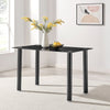 Dining Table Set 4 Faux Leather High Back Chairs Glass High Gloss Table 120cm