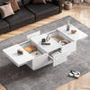 Coffee Table with Hidden Storage and 2 Drawers High Gloss White for Living Room