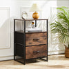 Industrial Rustic Wood Storage Cabinet with Shelves & Fabric Drawers Metal Legs