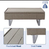 Rattan Garden Furniture Set Patio 6-seater L-shape Sofa w/ Cushions Table Khaki