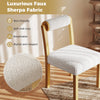 Faux Sherpa Upholstered Kitchen Dining Room Chairs Set of 2-White