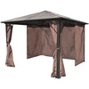 Alu Gazebo with Brown Side Curtain 300 x300cm Weather-resistant Patio Garde U6U7