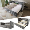 Daybed Velvet Sofabed 3ft Single Sofa Bed With Pull Out Trundle Guest Bed Grey