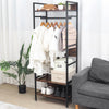 Industrial Clothes Rail Coat Stand Garment Rack Open Wardrobe w/ 3 Shelf