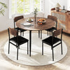 5 Pcs Dining Table Set Round Breakfast Kitchen Table and 4 Chairs-Brown