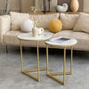 Marble Top Side Table Gold 2 Nesting Small Sofa End Tables Round Bedside Tables