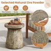 2-in-1 Outdoor Rock Round Side Table Patio Stool Coffee Table Weather Resistant