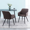 Faux Leather Dining Chairs Set of 2 Brown Padded Seat Kitchen Dining Chairs Set
