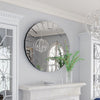 Luxury Round Wall Mirror Bevelled Decorative 3D Mirrored Foyer Bedroom Fireplace