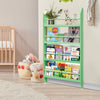 Green 4-Tier Wall Mounted Children Bookcase Display Bookshelf Storage Unit Rack