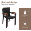 Set of 2 Outdoor PE Wicker Stackable Chairs Patio Dining Chairs-Brown