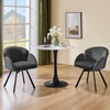 Accent Chair Swivel Velvet Padded Seat Iron Legs Vanity Makeup Flower Dark Grey