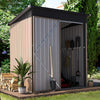 5x3ft Garden Storage Shed Metal Tool Shed Sloped Roof Lockable Door Grey