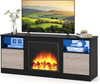 TV Stand Cabinet 147cm LED RGB Storage Unit for 65 Inch Fireplace Optional Wood