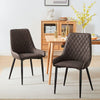 2pcs Dining Chairs Faux Leather High Back Diamond Padded Seat Chair Restaurant