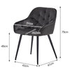 2x Grey Velvet Dining Chairs Tufted Dining Room Armchairs Soft Padded Seat Metal