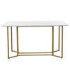 White Dining Table With Golden Metal Legs Dining Room Furniture Rectangle Table