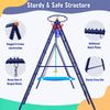 Steel Frame Kids Metal Swing Set Heavy-Duty Gardens Kids Playset w/3 Swing Seats