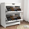 Heavy-Duty White 2-Drawer Shoe Cabinet with Pull-Down Door Storage Organizer UK