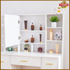 Dressing Table With LED Light Mirror 7 Drawers Shelves Vanity Makeup Desk Set