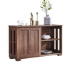 Modern Brown 2 Sliding Doors 2-Tier Shelves Sideboard Storage Cabinet Kitchen