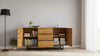 140cm Sideboard Oak Matt | Modern Storage Cabinet | Push to Open | Metal Legs