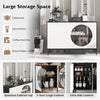 Modern Sideboard w/ Tempered Glass Door Kitchen Buffet Storage Cabinet w/3 Doors