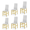 6x High Back White Faux Leather Dining Chairs Golden Legs Dining Room Kitchen
