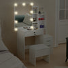 Large Dressing Table and Stool Set with LED Mirror Sliding Cabinet 4 Drawers