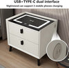 LED Nightstand Smart Bedside Table Modern End Table With USB Ports & Drawer