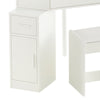 White Mirred Corner Dressing Table with Led Lights Makeup Desk Vanity Set