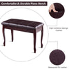 Piano Bench W/ Padded Cushion PU Leather Piano Stool Double Duet Seat w/Storage