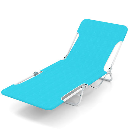 2 Pieces Outdoor Folding Chaise Lounge 5-position Recliner Navy