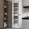 Over The Door Pantry Rack Adjustable Behind Door Organizer w/ 6 Metal Baskets