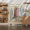 Gold Clothes Rack Corner Hanging Rail Coat Stand Mable Base with Shelf