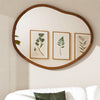 Large Irregular Wooden Framed Wall Mirror Asymmetrical Unique Hanging Loft Style