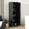Storage Cabinet Wooden Tall Pantry Cupboard 2 Door Shelves Freestanding Black