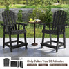 Outdoor Counter Height Bar Stool Garden HDPE Patio Chair w/Armrest-Balck